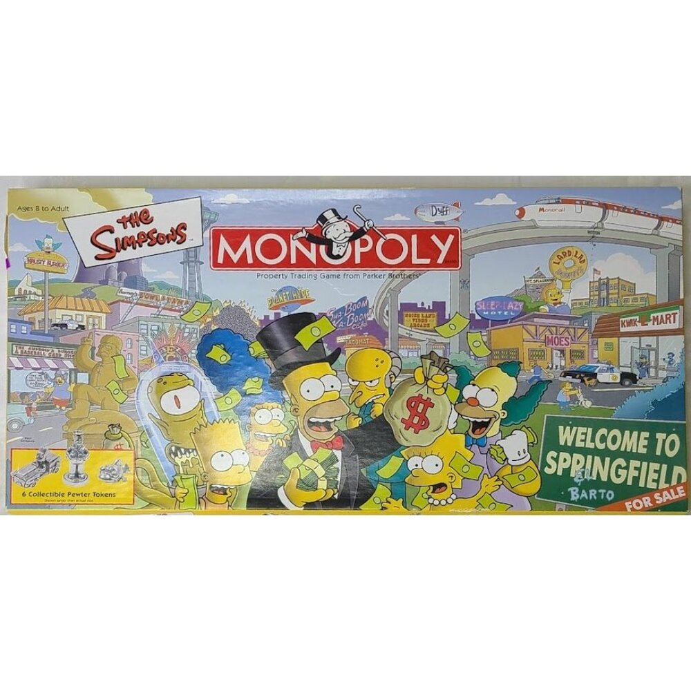 2001 Simpsons Monopoly Parker Brothers USAopoly Open Box Sealed Internal Compone
